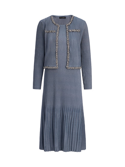 Pleated Knit Beaded Suit Set
