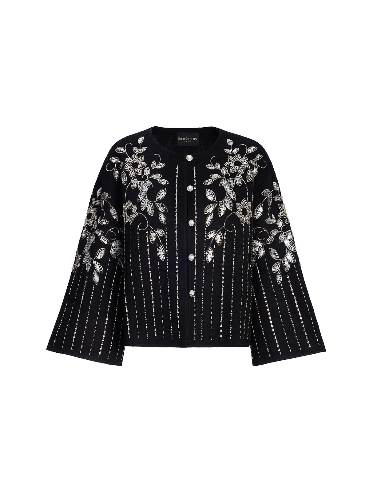 100% Wool Sequin-Embroidered Jacket