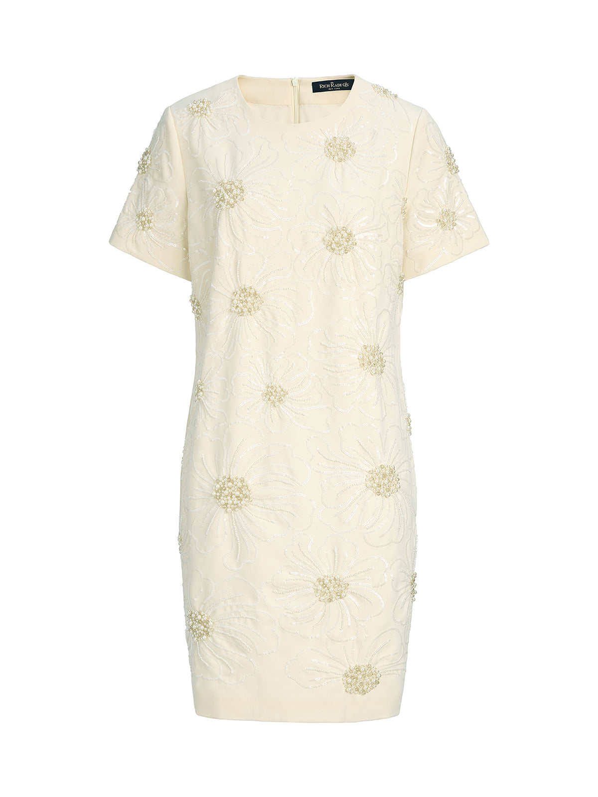 Floral Embroidery Hand-Beaded Dress (Belt Not Included)