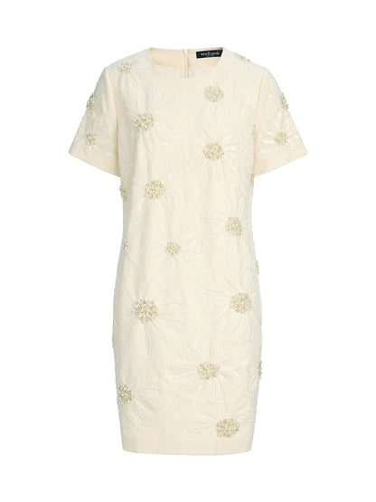 Floral Embroidery Hand-Beaded Dress (Belt Not Included)