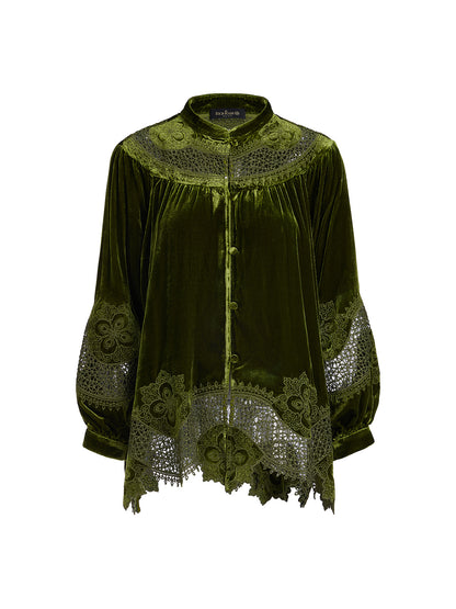 H-line Cutout Silk Velvet Top