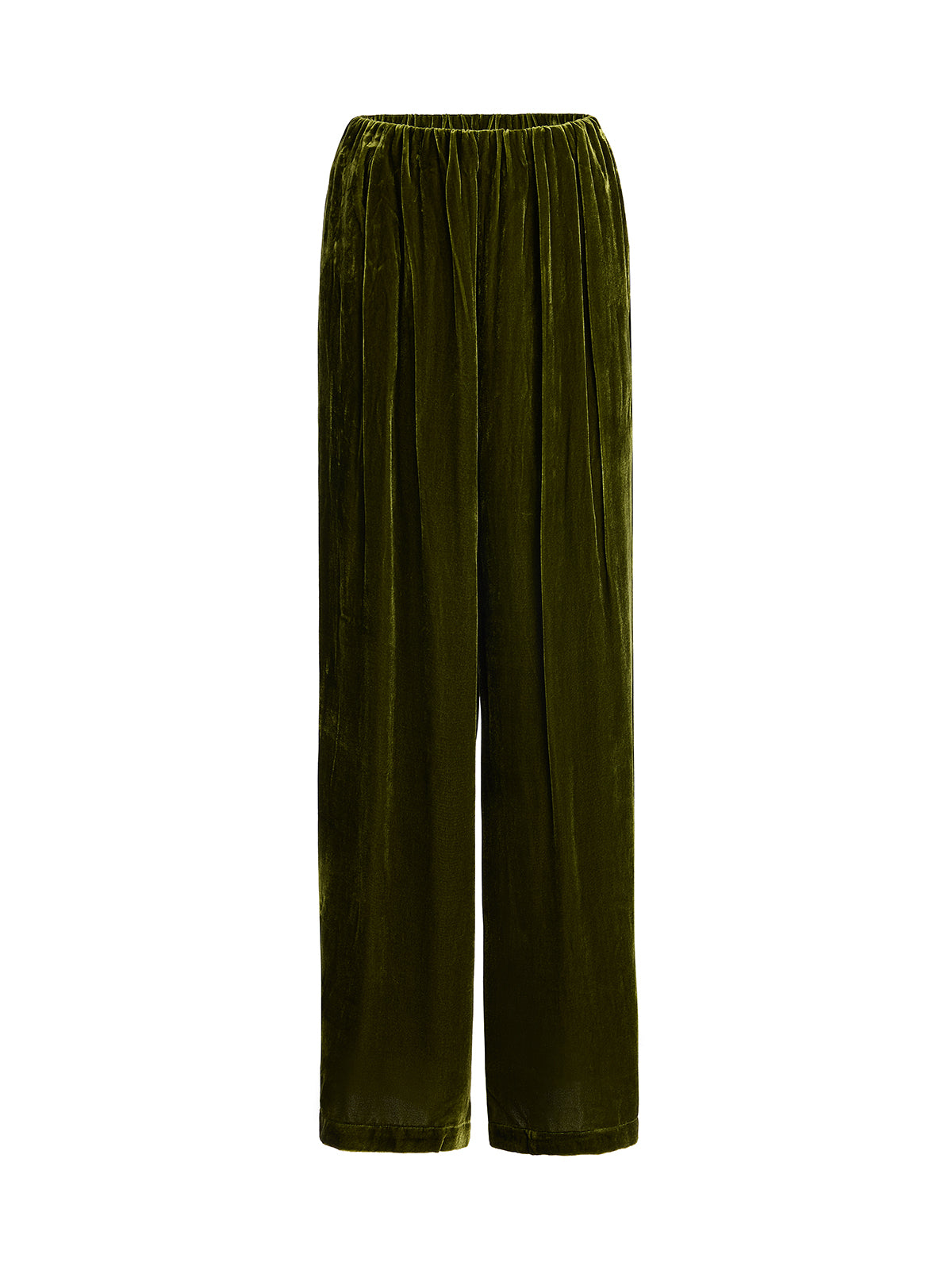 Silk Velvet Elastic-Waist Wide-Leg Pants