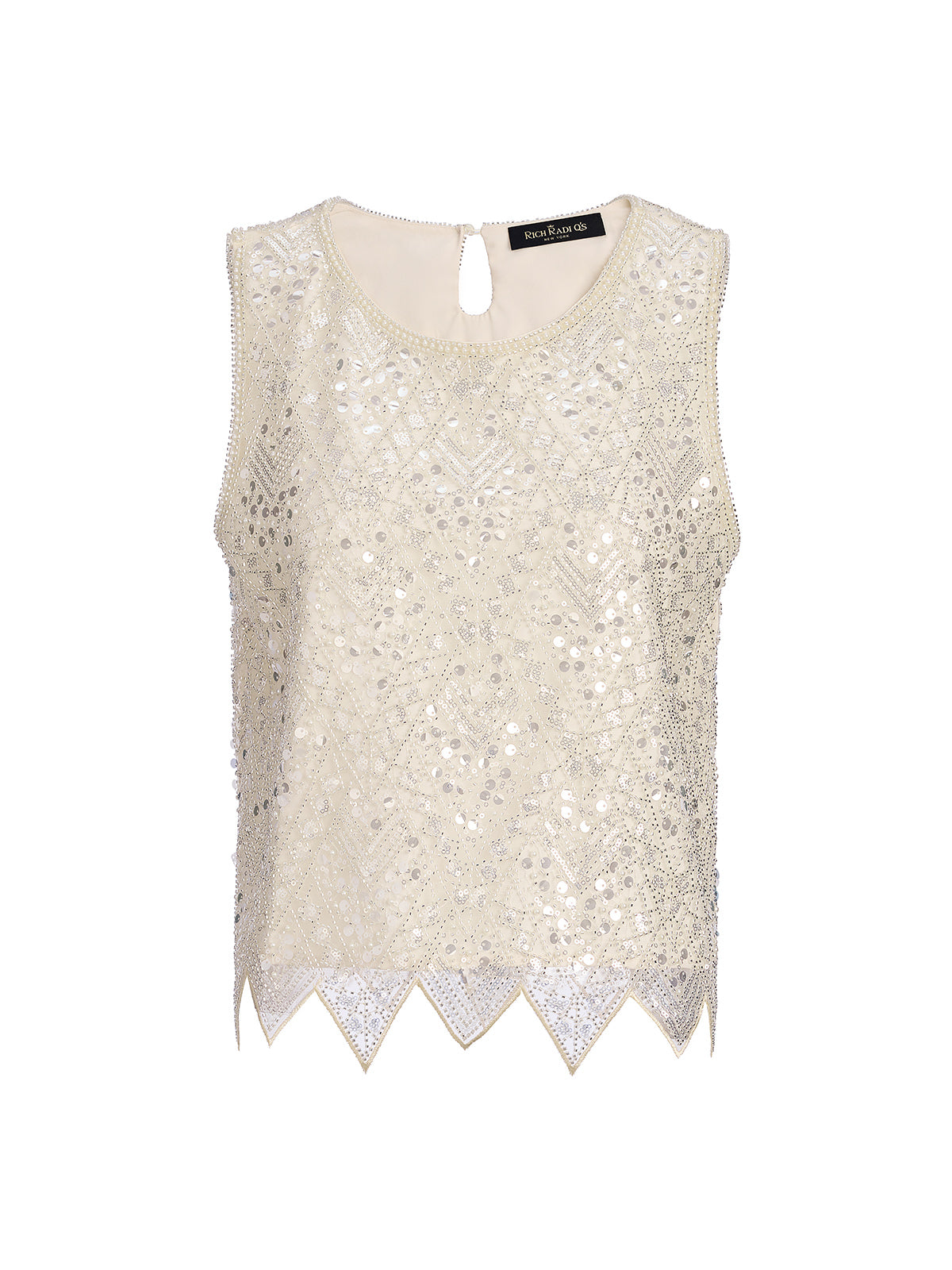 Triangle Hem Sequin Beaded Vest