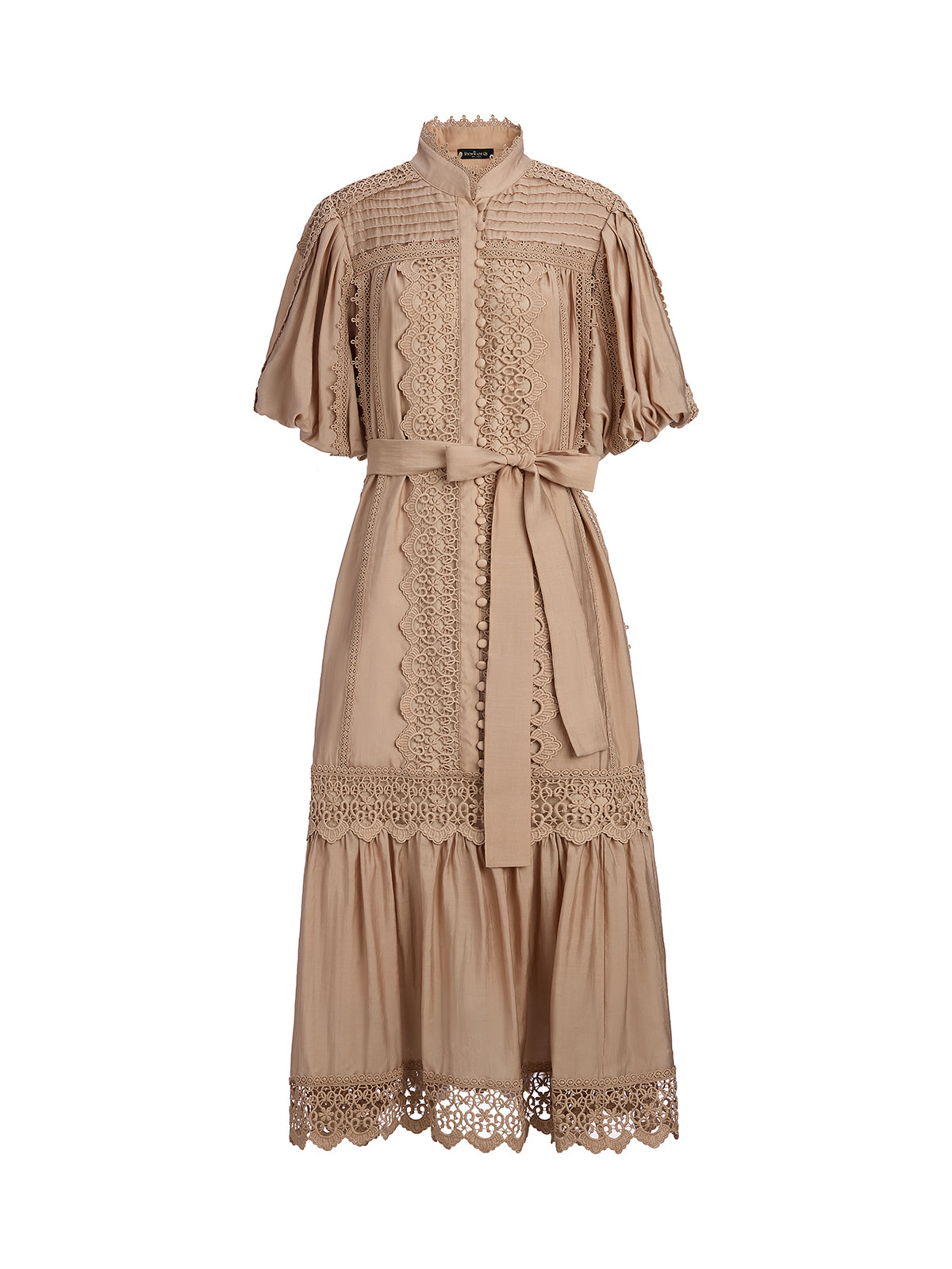Women's Embroidered Lace Panel Mock Neck Maxi Dress – RICHRADIQS