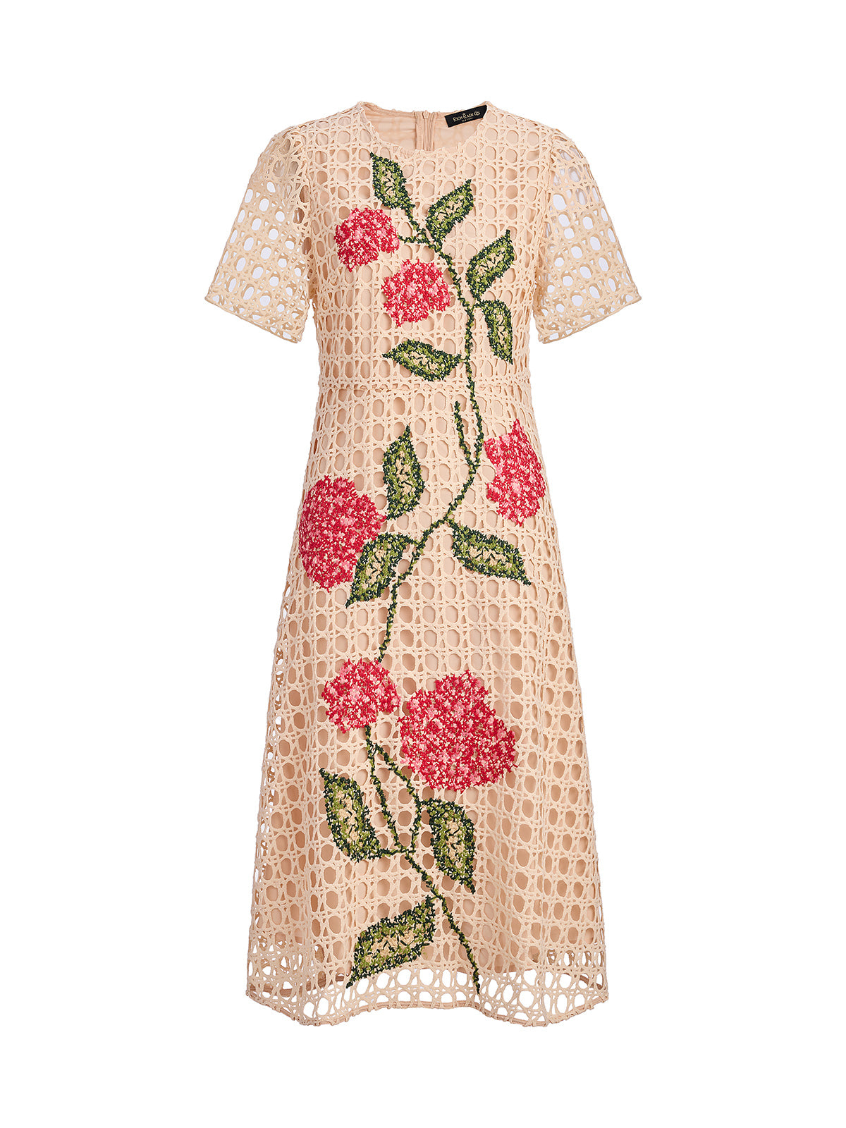 Embroidered Cutout A Line Dress