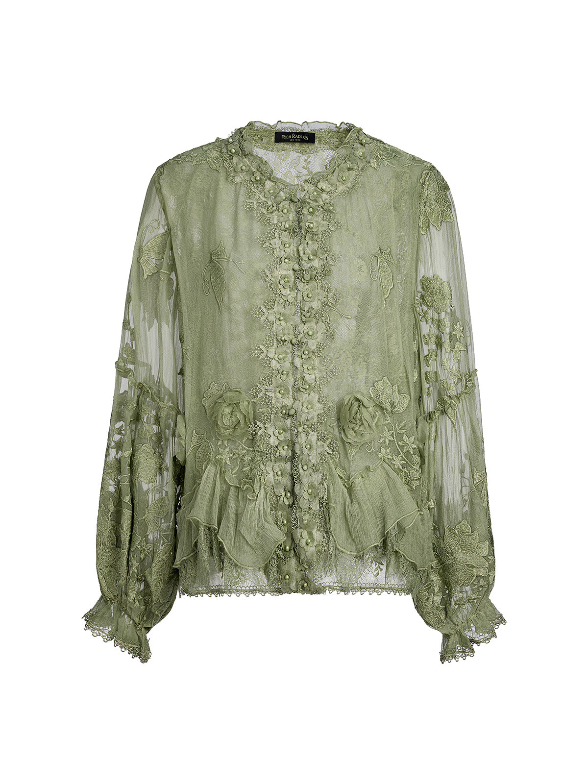 Hand-Dyed Silk Embroidered Floral Top