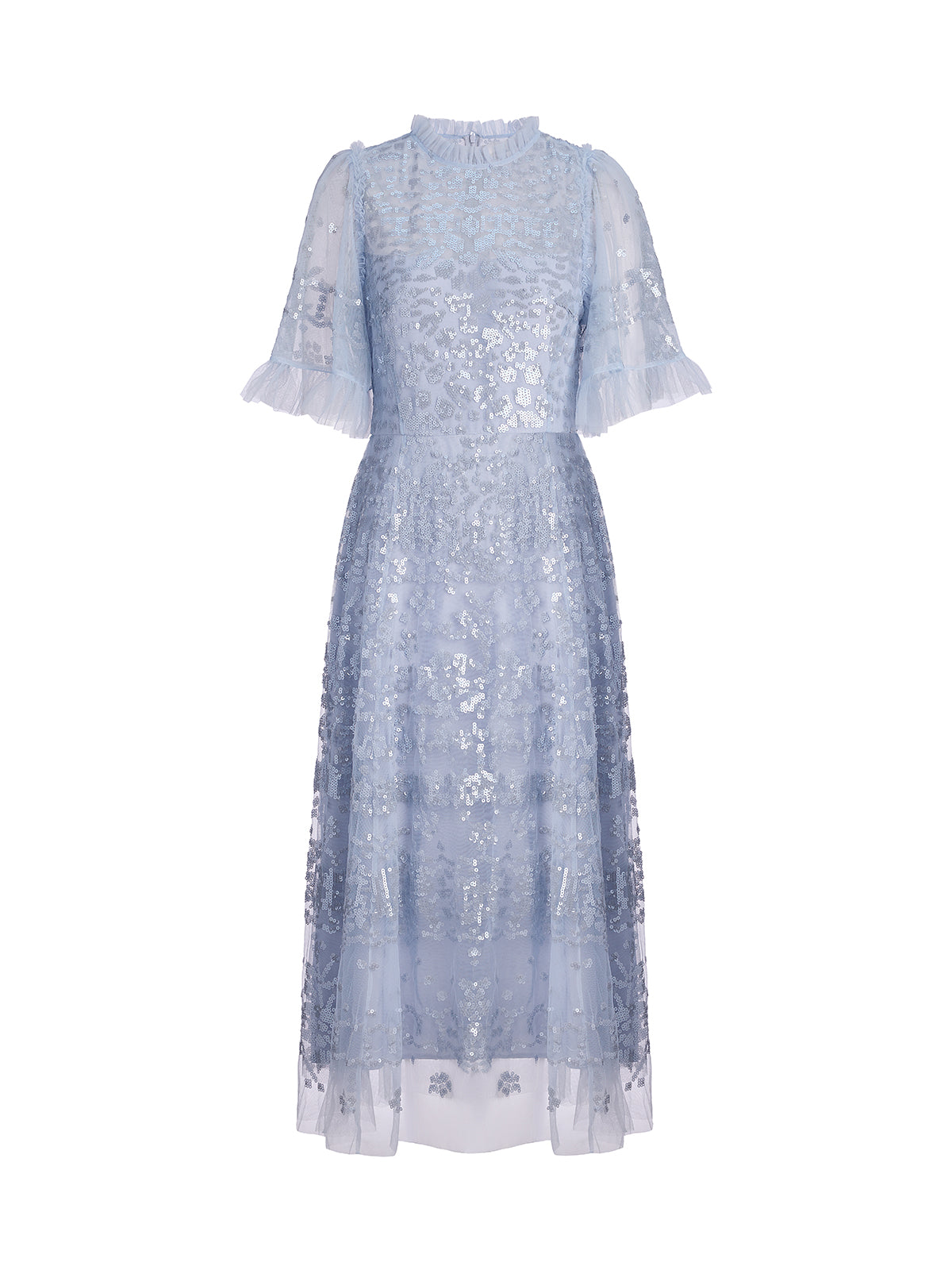 Sequin Embroidered Tulle Maxi Dress