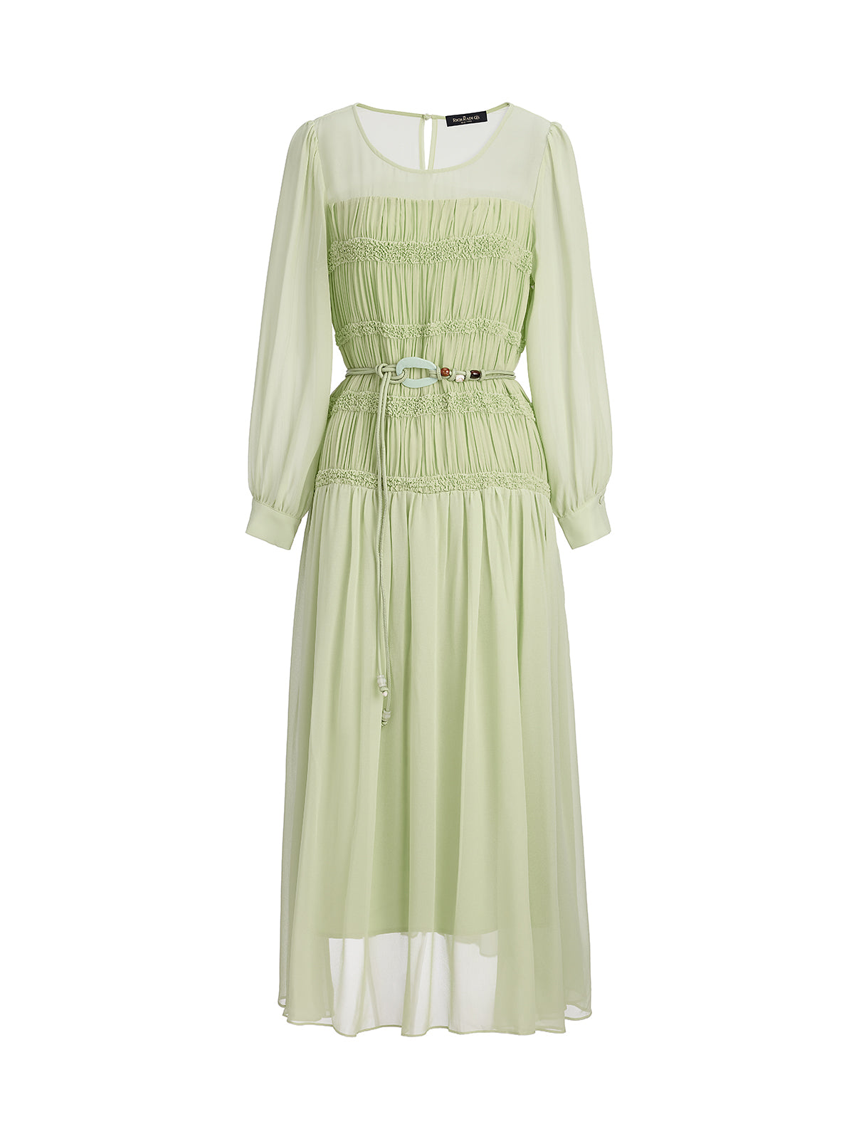 Smocked Pleated Dress (Belt Included)