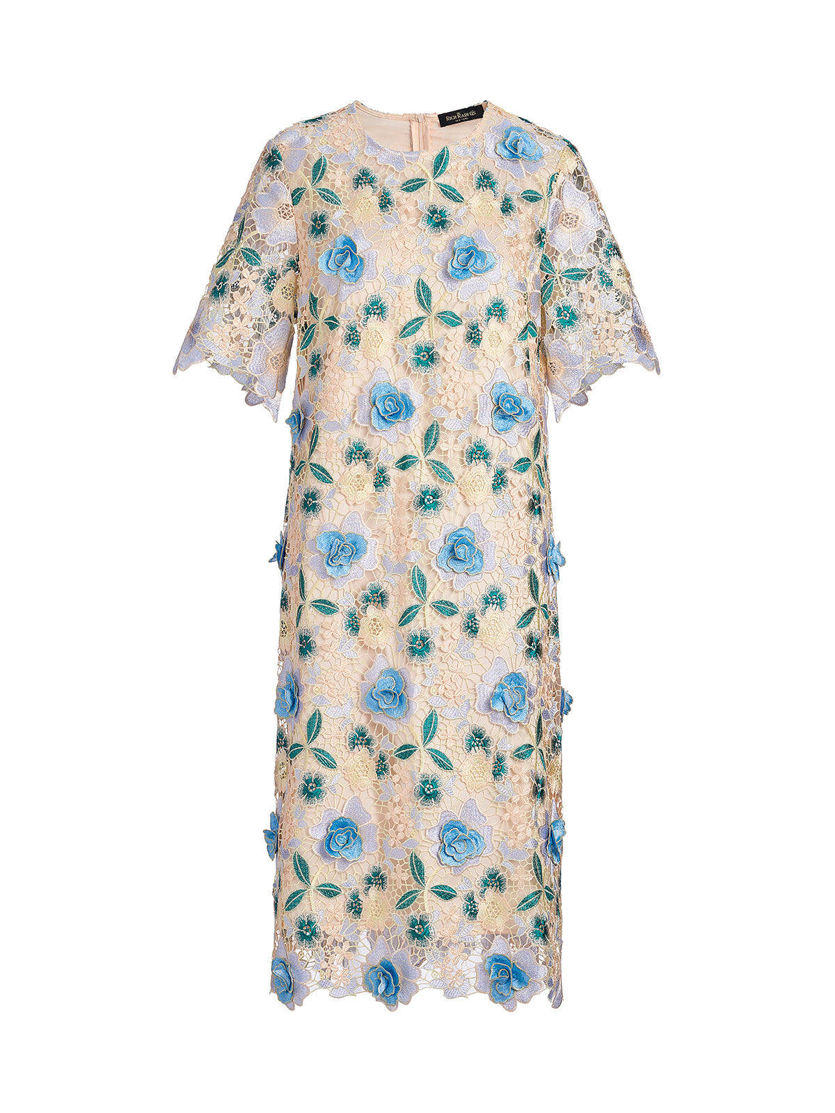 Guipure Lace Floral Leaf-Embellished Dress