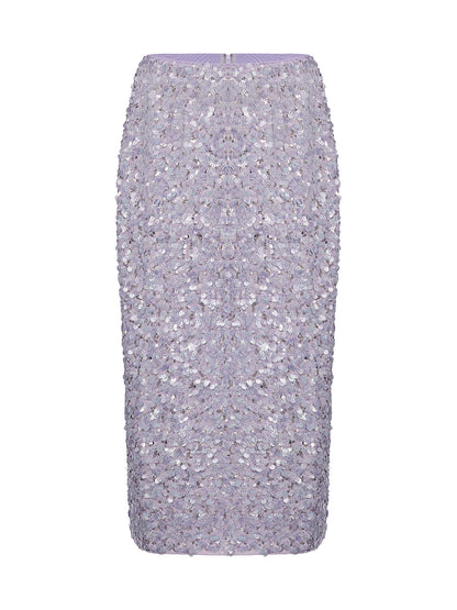 Lavender Sequin Straight-Cut Skirt