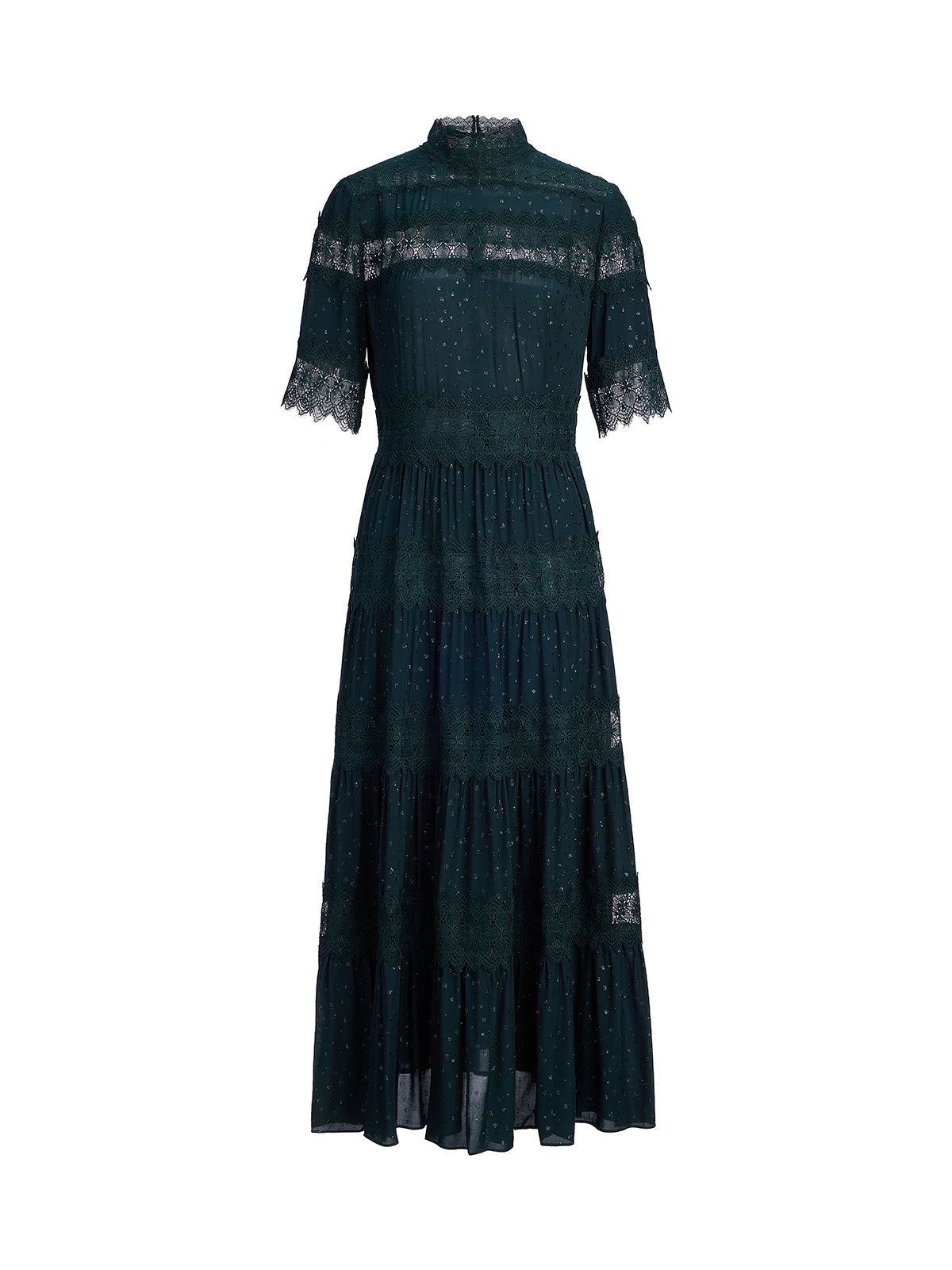 French Lace Panel Ruffle Dress