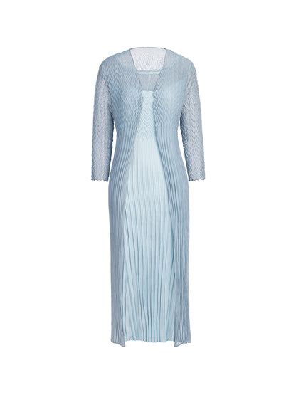 Mint Pleated Artistic Elegant Dress Set