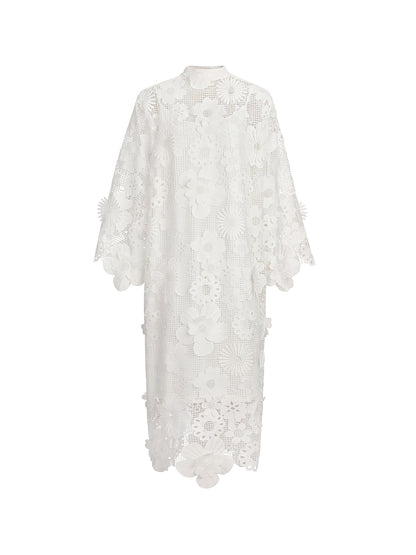 Guipure Lace 3D Floral Maxi Dress (Slip Dress Included)