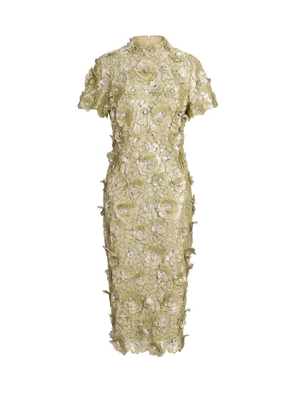 Allover Sequin Embroidered Floral Dress