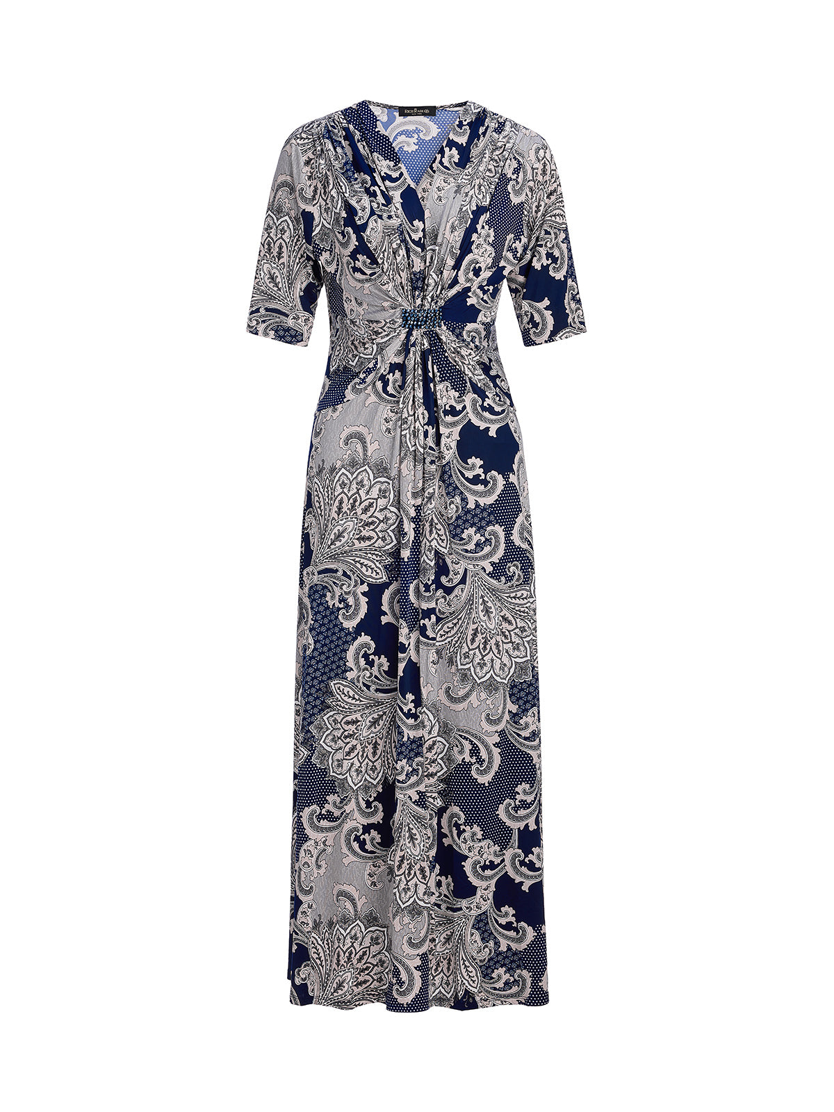 Paisley Print Twist Waist V-Neck Dress