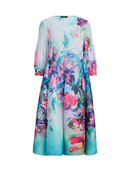 Pleated Stretch Printed Dress