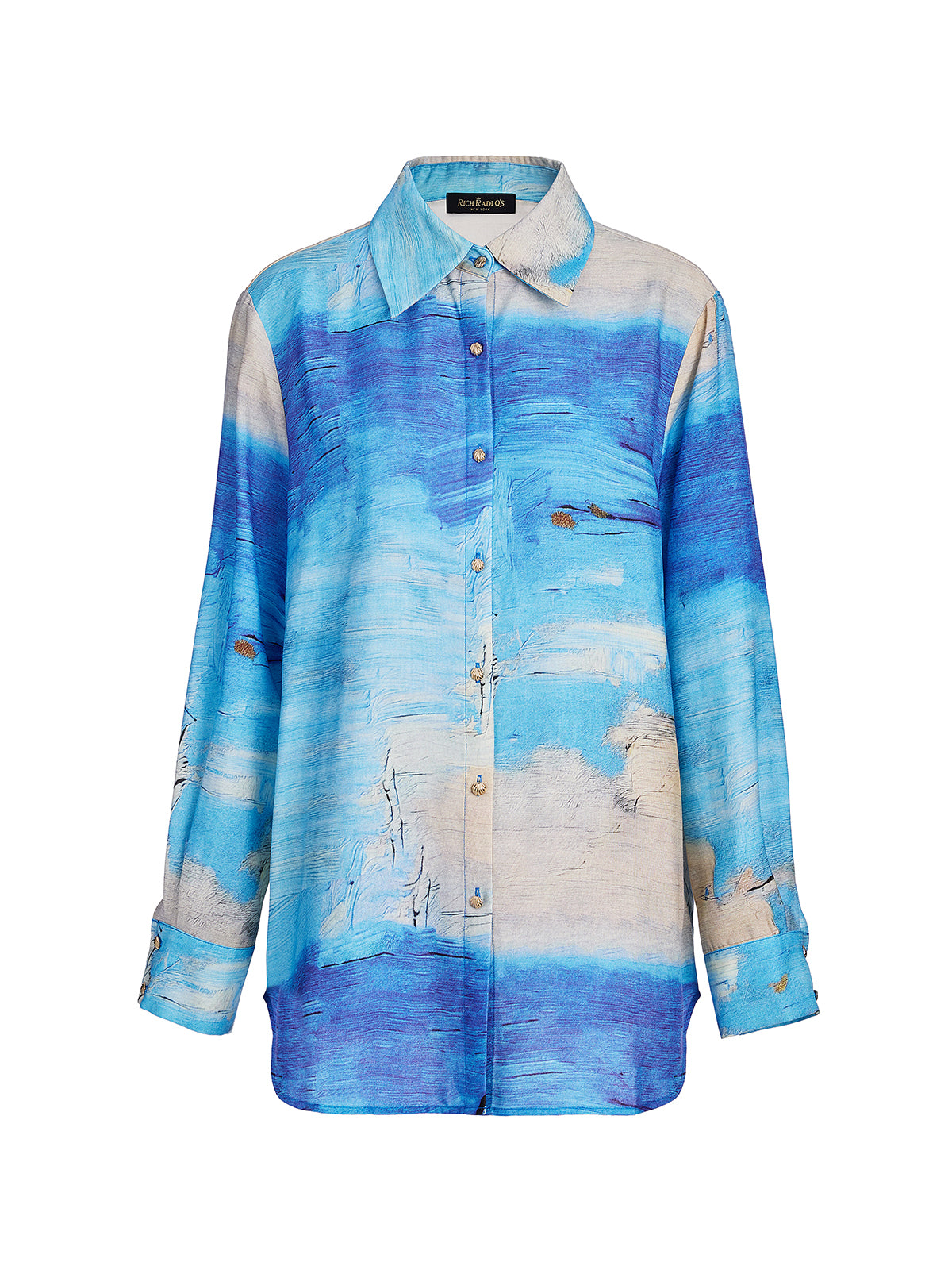 Blue Oil Painting Print Shirt