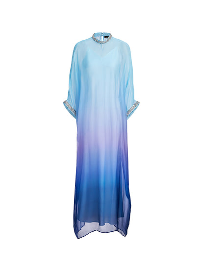 Beaded Gradient Batwing Sleeve Maxi Dress (Slip Dress Included)