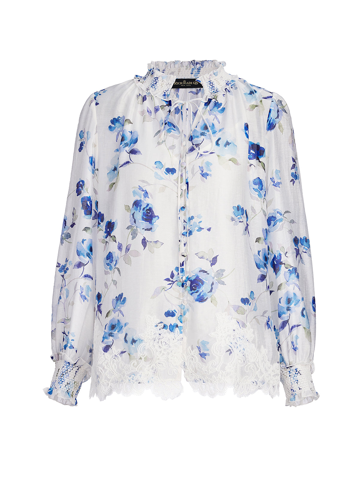 Floral Print Ruffled Lace Blouse(Camisole Included)