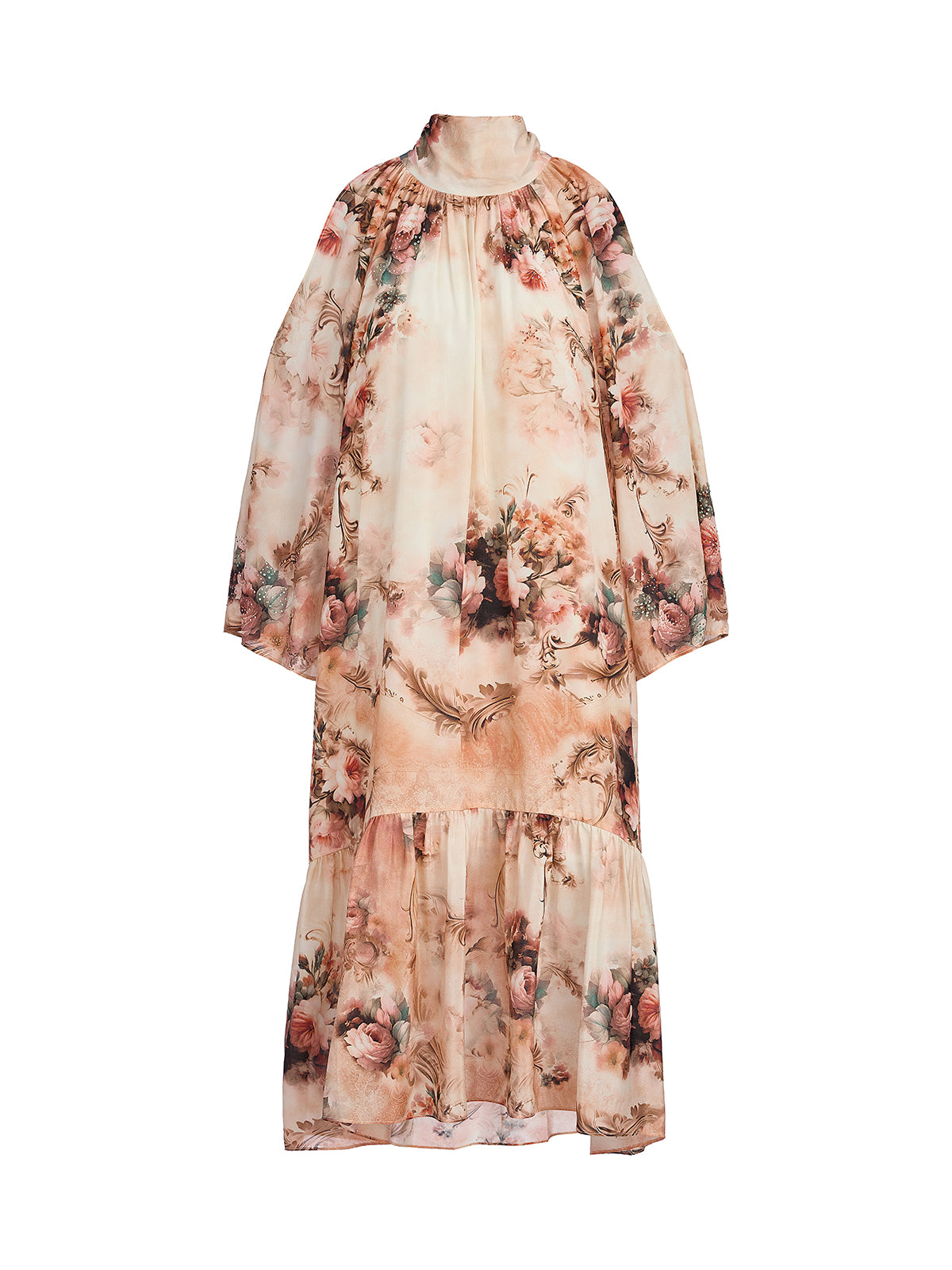 Silk Digital Print Rhinestone Cut-Out Dress