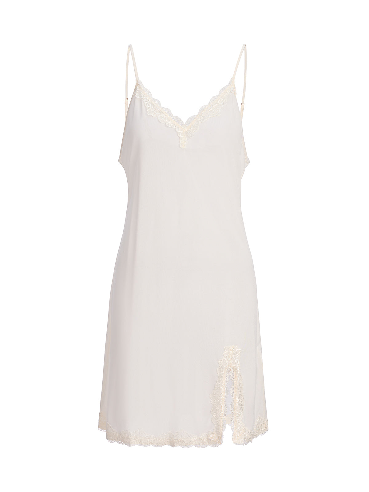 Lace-Trim Slit Slip Dress