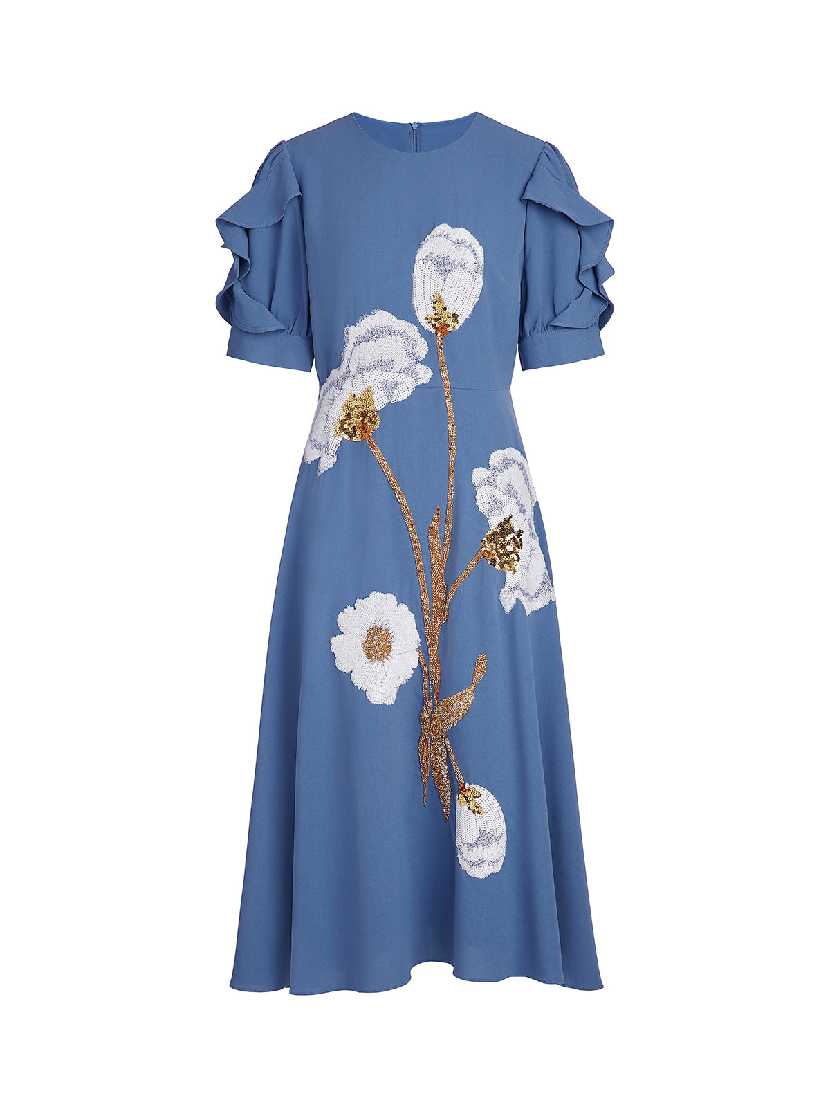 Sequin Embroidered Tulip Floral Dress