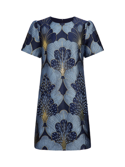 Jacquard Metallic Thread Beaded Dress