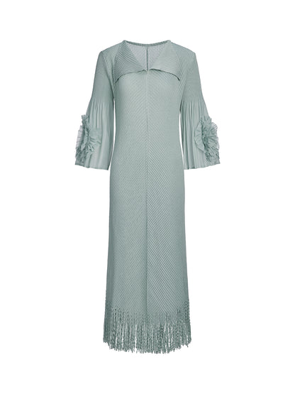 Pleated Diagonal Texture French Dress