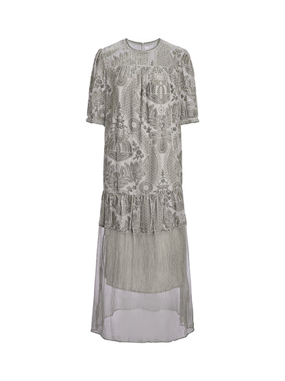 Silk Velvet Burnout Paisley Dress