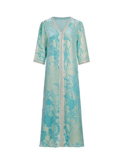 Silk Velvet Burnout Floral Dress