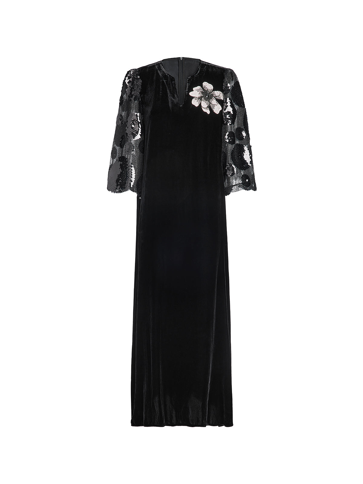 Silk Velvet Sequin Floral Dress