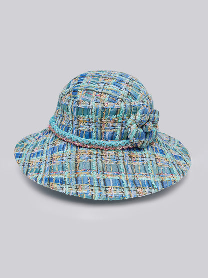 Multicolor Tweed Hand-Sewn Braid Trim Hat