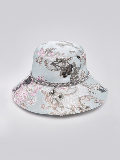 Hand-Beaded Sequin Floral Jacquard Hat