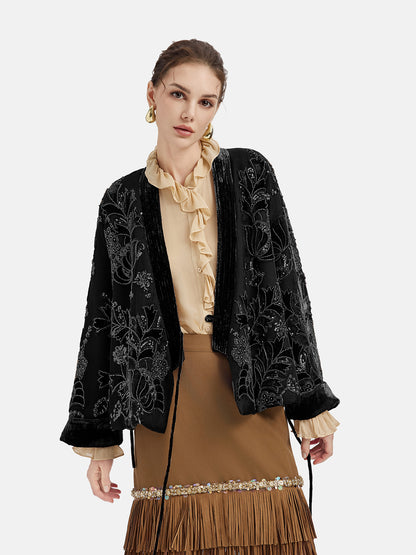 Vintage Floral Embroidered Cardigan