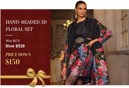 Hand-Beaded 3D Floral Set Offer -$150 OFF
